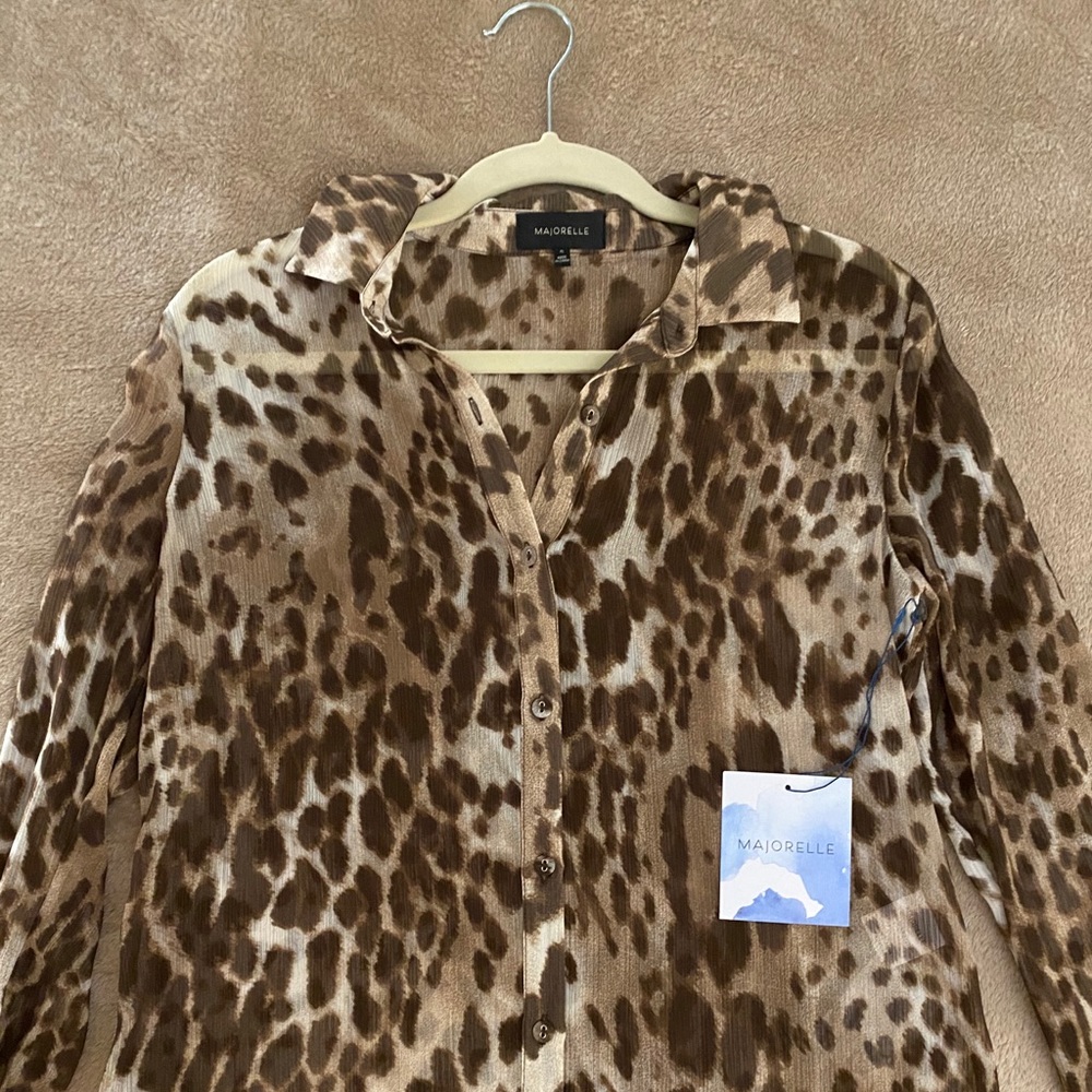 Majorelle Sheer Leopard Print Blouse